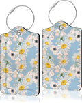 2 Pack Luggage Tag for Suitcase, Cute Unique Leather Suitcase Tags Identifiers with Privacy Name Address Labels & Durable Steel Loop for Women Men Travel