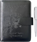 TIGARI Passport Holder for Travel Women Men, PU Leather Waterproof RFID Passport Holder Wallet Cover Case Sleeve, Family Vacation Plane Cruise Travel Document Organizer Essentials-Black