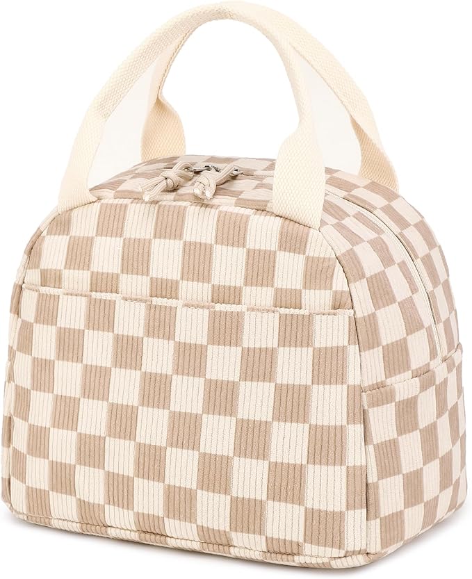 Bluboon Lunch Bag for Women Men Cute Corduroy Lunch Tote Bags Reusable Insulated Lunch Box Large Capacity Reusable Insulated Cooler for Work Picnic or Travel
