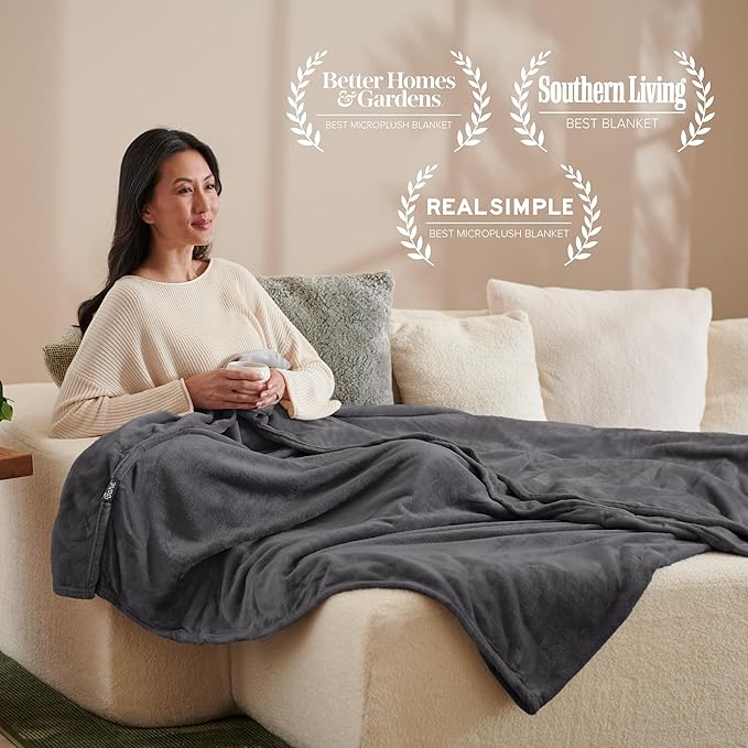 Bare Home Fleece Blanket - Throw/Travel - Ultra-Soft Lightweight for Bed, Sofa, and Couch - Luxury Microplush - Cozy Warm Blanket (Throw/Travel, Forged Iron Grey)