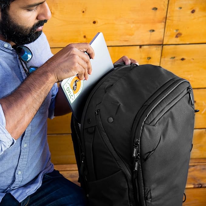 Peak Design Travel Backpack 45L, Black, Expandable 35-45L Design, Rear and Top Access, Weatherproof Shell, Laptop Sleeve, Ideal for Travel or Everyday Carry, Versatile Backpack for Men and Women