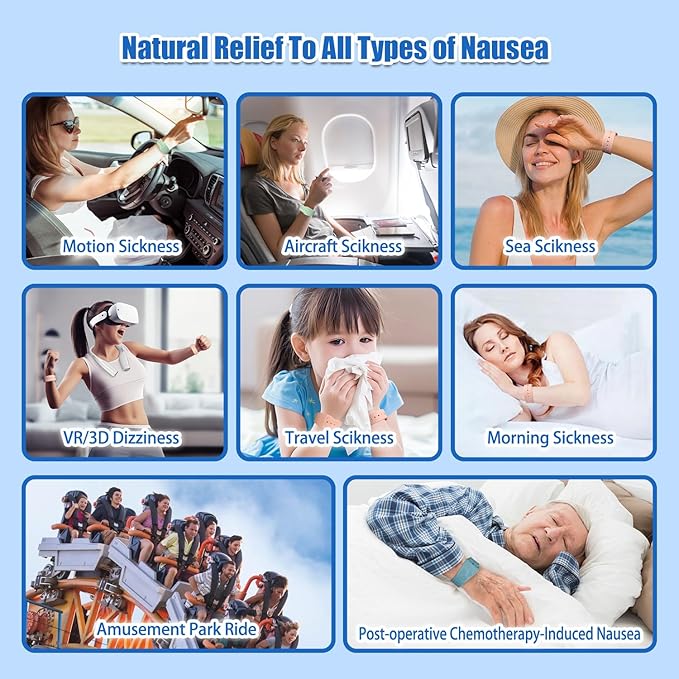 Motion Sickness Bracelets Sea Sickness Wristbands for Motion Sickness / Morning Sickness /Pregnancy Nausea Anti Nausea Wristband Acupressure Nausea Bands Motion Sickness Bands（3Pairs-Bule+Beryl+Black）