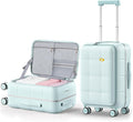 MGB 20 Inch Top Open Carry On Luggage 22x14x9 Airline Approved, Hard Shell Carry On Suitcase with Spinner Wheels, Travel Small Luggage Built-in TSA Lock for Women Men Gifts (Aquamarine)