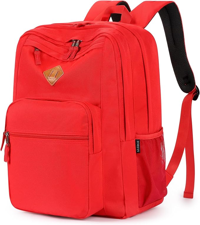ZORFIN 26L Backpack for College, and Travel: Water Resistant Bookbag - Red