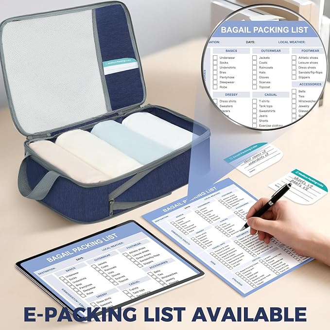 BAGAIL 6 Set/4 Set Lightweight Compression Packing Cubes for Travel, Anti-Tearing Expandable Organizer Bags for Suitcase