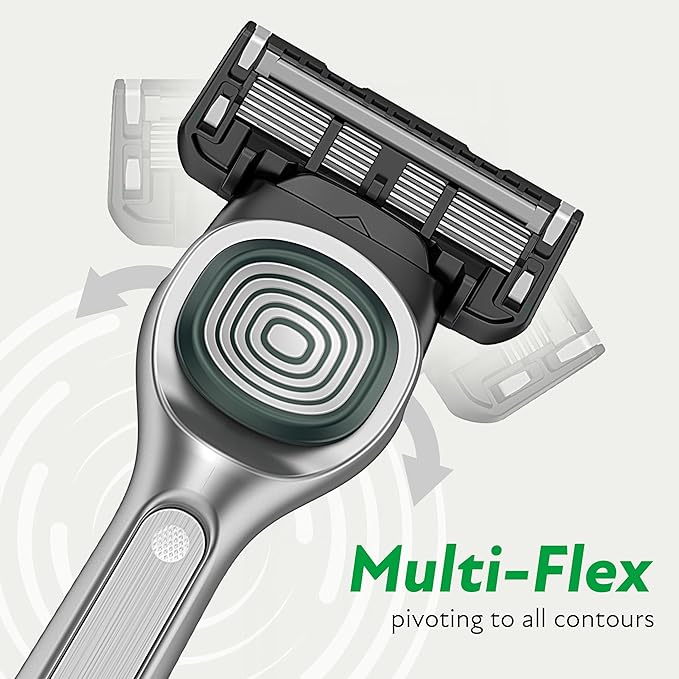 DORCO SLEEK Six Blade Razor System with Multi-Flex Technology Refill Set, Precision Shaving Razor Replacement Cartridge (4 Pack)