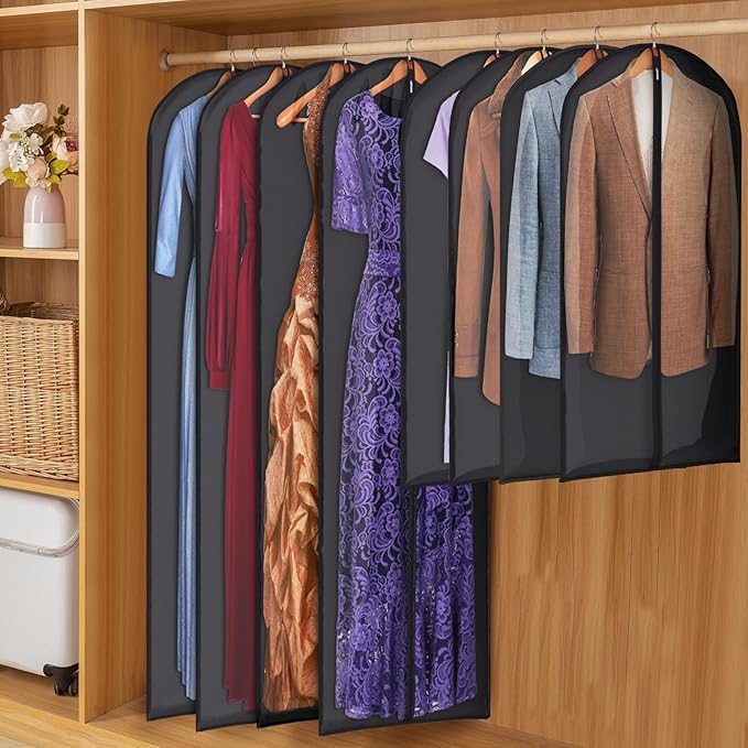 Zilink 43" Garment Bags for Hanging Clothes Clear Suit Bags for Closet Storage Garment Covers for Suits, Coats, Jackets, 16-Pack
