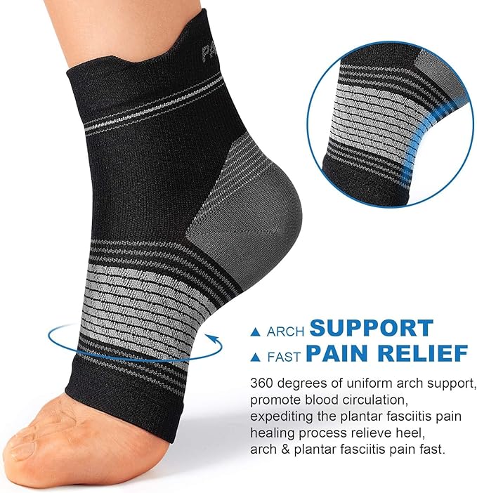 Plantar Fasciitis Sock (6 Pairs) for Men and Women, Compression Foot Sleeves with Arch and Ankle Support (Black, Nude, Navy, Small)