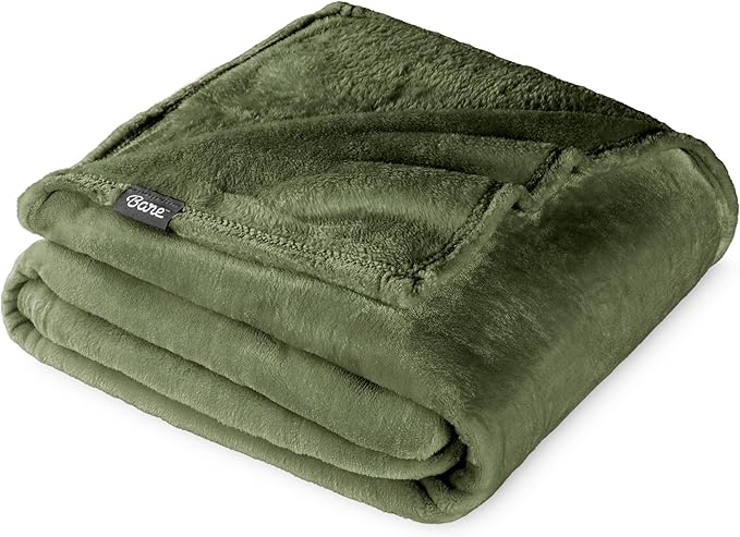 Bare Home Fleece Blanket - Throw/Travel - Ultra-Soft Lightweight for Bed, Sofa, and Couch - Luxury Microplush - Cozy Warm Blanket (Throw/Travel, Cypress)