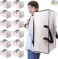 Heavy Duty Moving Bags with Backpack Straps and Strong Handles, Alternative to Moving Boxes and Storage Totes for Dorm Room Essentials, 12 Pack, Clear
