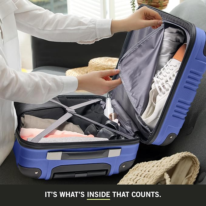 Kenneth Cole REACTION Out of Bounds Lightweight Hardshell 4-Wheel Spinner Luggage, Cobalt Blue, 28-Inch Checked