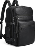 Shrrie Laptop Backpack for Women,Vegan Leather Backpack Work Computer Backpacks fits 16" Laptop,Water Resistant Teacher Nurse Casual Daypack for Weekender Camping Travel,Two-toned Black