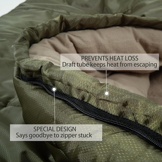 0 Degree Sleeping Bag 100% Cotton Flannel XXL for Adults Big and Tall Cold Weather Winter Zero Degree Camping,Free Compression Sack