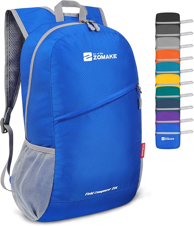ZOMAKE Lightweight Packable Backpack 20L, Foldable Backpacks Small Daypack for Hiking Water Resistant Day Bag for Travel