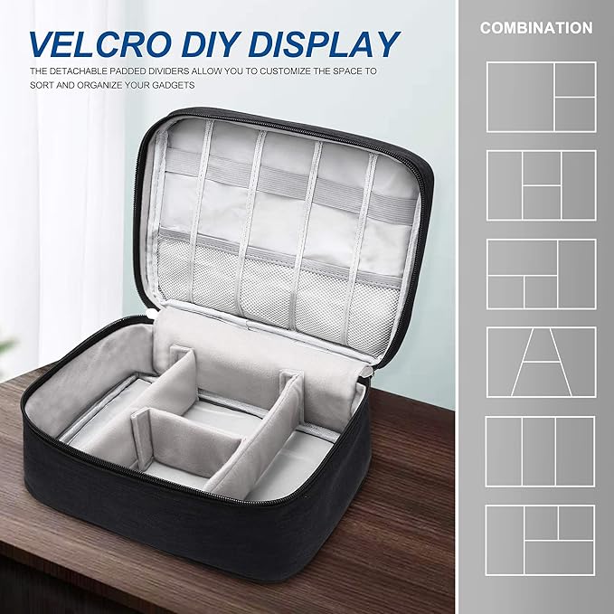 Electronics Organizer Travel Universal Cable Organizer Bag Waterproof Electronics Accessories Storage Cases for Cable, Charger, Phone, USB, SD Card, Hard Drives, Power Bank, Cords
