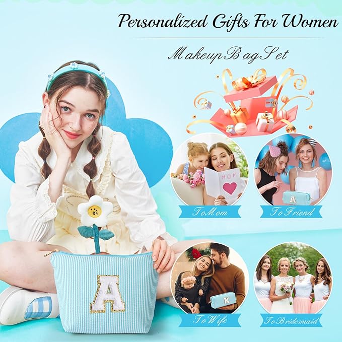YOOLIFE Gifts for Women, Makeup Bag Make Up Bag Pouch Cosmetics Organizer Bag Cute Makeup Bag Skincare Bag Personalized Daughter Best Friend Birthday Gifts Birthday Gifts Wedding Gifts N