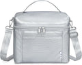 NOL Natural Organic Lifestyle Insulated Lunch Bags for Women Cooler Bag Lightweight Nylon Waterproof Lunch Box For Work (Silver, Medium(normal))