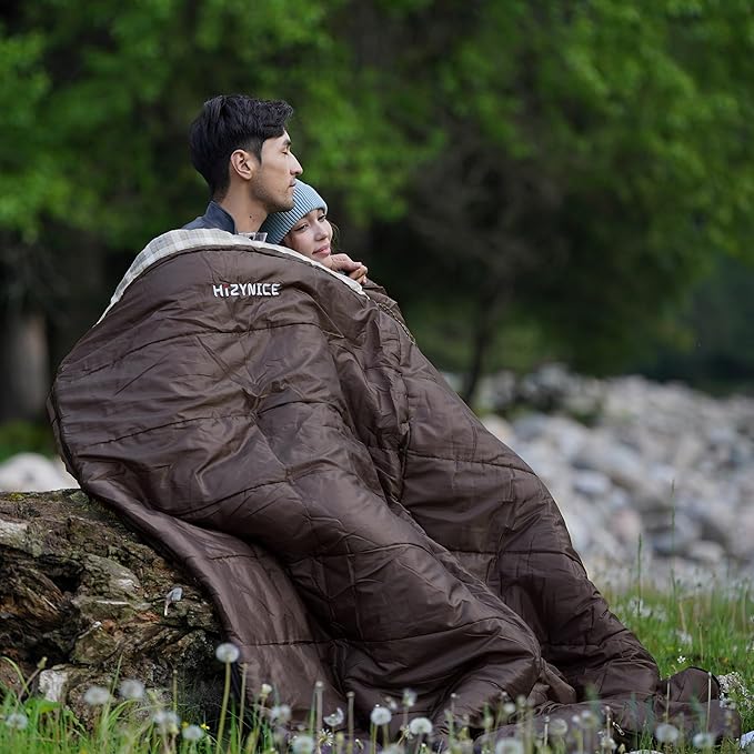 0 Degree Sleeping Bag 100% Cotton Flannel XXL for Adults Big and Tall Cold Weather Winter Zero Degree Camping,Free Compression Sack