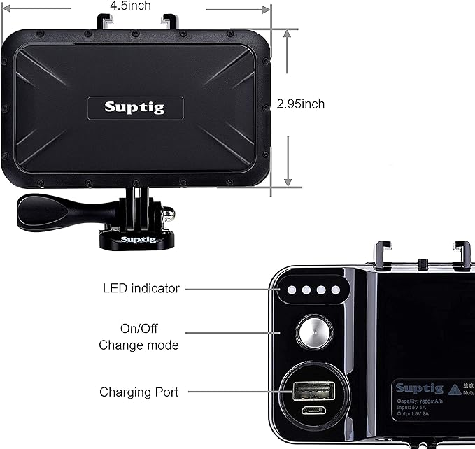 Suptig Portable Charger, 7800mAh Battery Pack Power Bank, Compatible for Gopro Hero 13 Hero 12 11 10 9 8 7 6 5 4 3 3+ Hero Session Hero + DJI osmo AKASO Insta 360 Digital Camera Phone (Black)