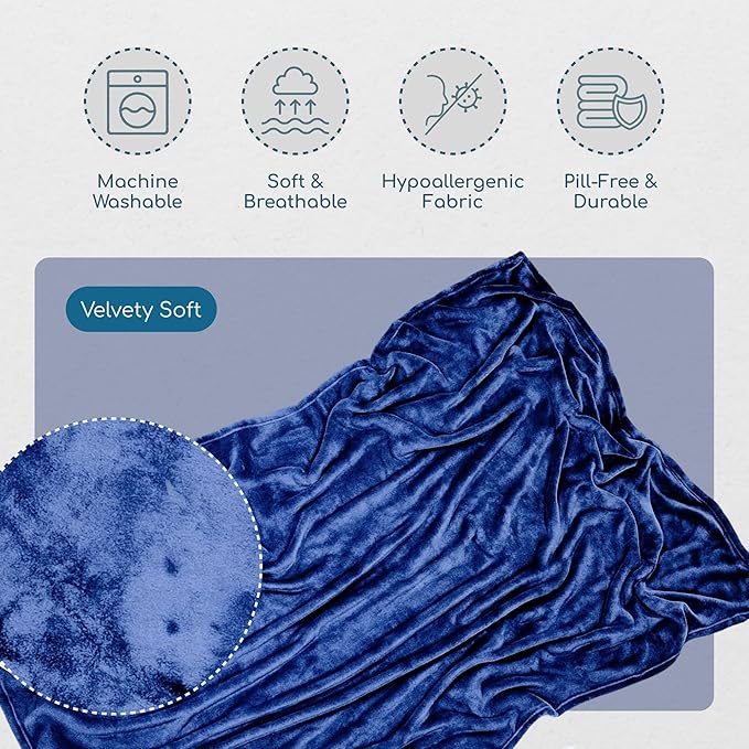 Resty 65"x40" Traveling Airplane Blanket, Navy Blue – Lightweight, Velvety Soft Blanket That Becomes a Travel Pillow – Must-Have Comfort for Planes & Road Trips – Travel Essentials for Women & Men