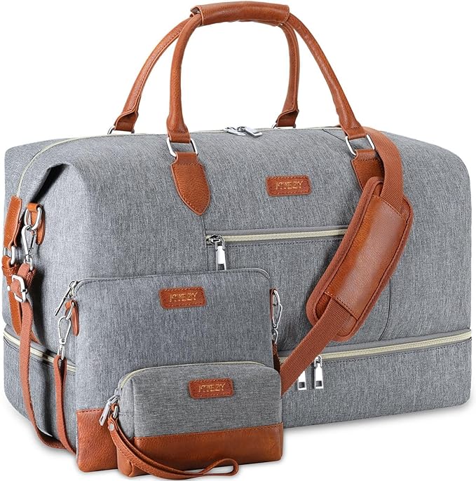 Weekender Bag for Women, Travel Duffel Bag Carry On Overnight Bag with Shoe Compartment Large Nylon Travel Weekend Tote Bag