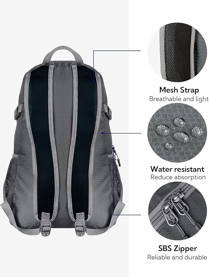 WATERFLY Small Lightweight Packable Backpack: 20l Ultra Light Foldable Travel Hiking Camping Daypack Day Pack for Man Woman