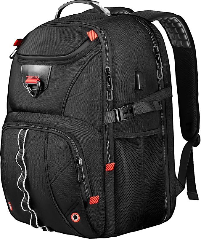 Extra Large Travel Laptop Backpack,18.4 inch XXXL Gaming Backpack, TSA Friendly College Daypack Big Capacity Heavy Duty Business Suitcase Daypack Bag USB Port for Men/Women-Black