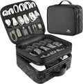 MATEIN Cable Organizer Bag, Waterproof Travel Electronic Storage, Shockproof Portable Double Layer Tech Bags Carrying Case for Cord, Earbuds, Charger, SD Card, DJ Gifts, Black