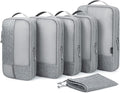 BAGSMART Compression Packing Cubes for Travel, 6 Set Travel Packing Cubes for Carry on Suitcases, Compression Travel Cubes & Suitcase Organizer for Packing with Shoe Bag Grey