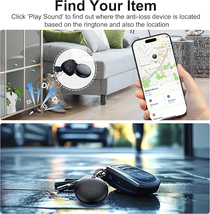 Tracker Tags-1 Pack, Pet Trackers, Item Locator Tags Works with Apple Find My | iOS Only | Replaceable Battery | Water-Resistant(1 Black)