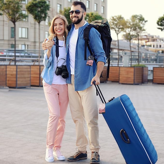 Boho Hills Luggage Tags for Suitcases,2 Pack Fields Moon Luggage Tag,Leather Stainless Steel Loop Label Tag for Women Men Girls Travel Bag Suitcase