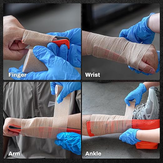RHINO RESCUE First Aid Splint 36" X 4.3" Orange-Gray, Keep Bones in Position (4, Folded)