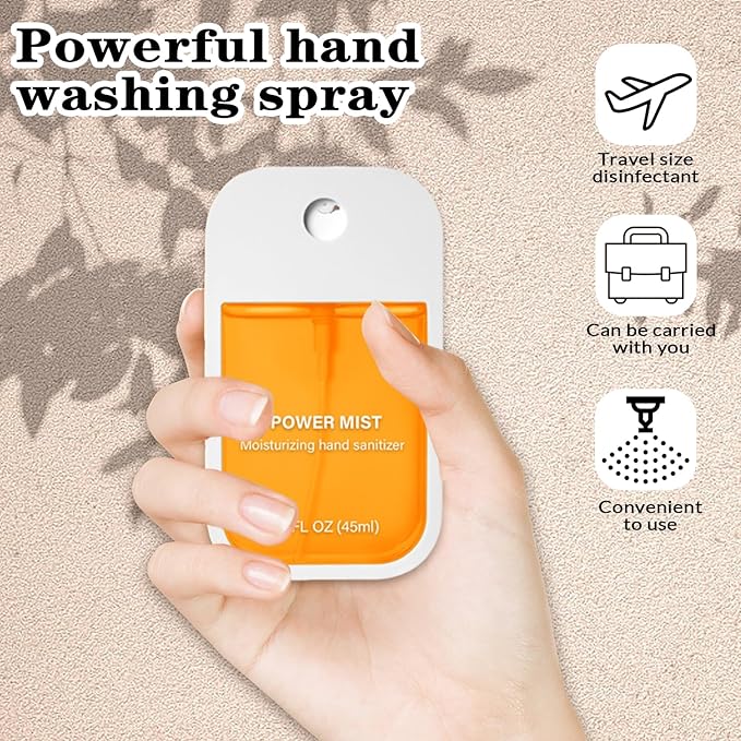 Power Mist Hydrating Hand Sanitizer Spray, Portable Travel-Size Hand Sanitizer Spray, 500-Sprays Each，Suitable for Both Adults and Children (4PCS)