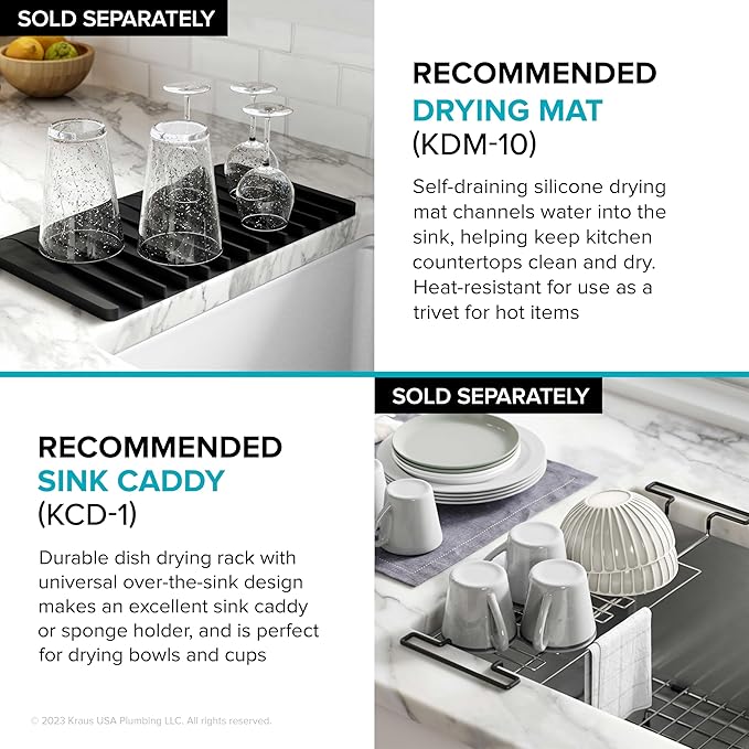 KRAUS Kore 32-Inch Undermount Workstation 16 Gauge Single Bowl Stainless Steel Kitchen Sink with Accessories, KWU110-32