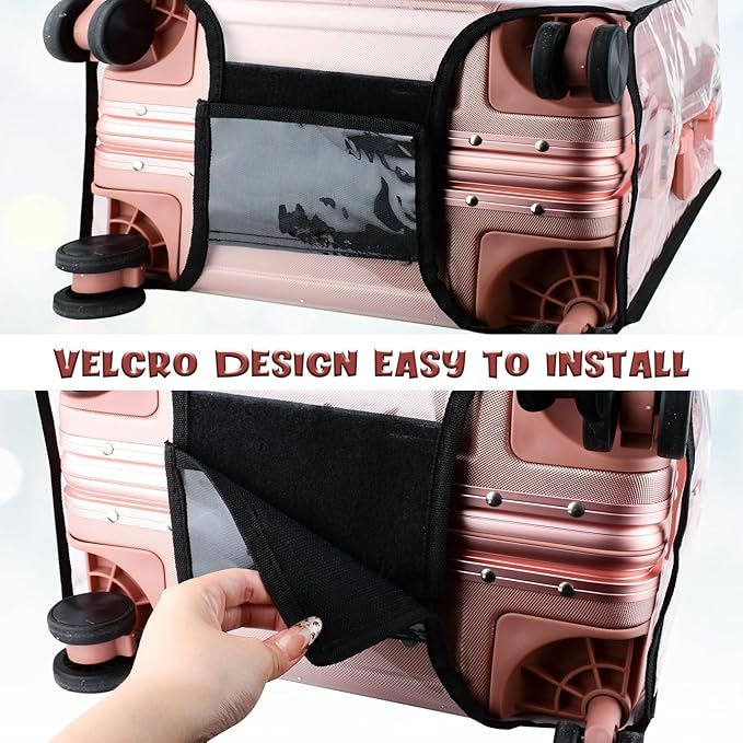 3 Piece Clear PVC Luggage Cover Protector, Waterproof Plastic Suitcase Cover, 20“ 24” 28” Carry On Luggage Protector Suitcase Cover