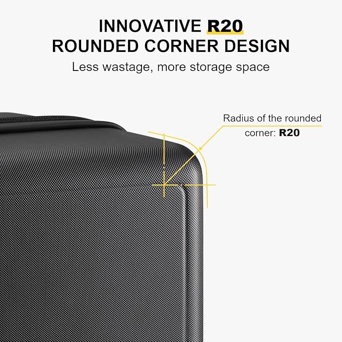 LEVEL8 Carry on Luggage Airline Approved, Small Carry on Suitcases with Wheels, Lightweight Hardside Textured Luggage for Travel, Tsa Approved, 20-Inch, Black