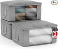 Sorbus Medium Clothes Storage Bags - Foldable Blanket Storage Bins for Organizing Bedroom, Closet, Clothing, Comforter, Organization with Clear Window, Lids and Carry Handles - Set of 3