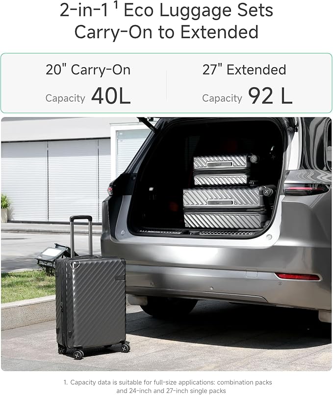 LUGGEX Luggage with Spinner Wheels, Polycarbonate Expandable Hard Shell Suitcase, Checked Large 28 Inch, Blue