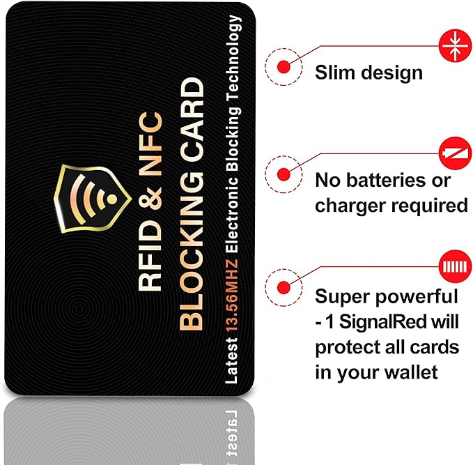 SaiTech IT RFID Blocking Card, One Card Protects Entire Wallet Purse, NFC Contactless Bank Debit Credit Card Protector ID ATM Guard Card Blocker–(Black)