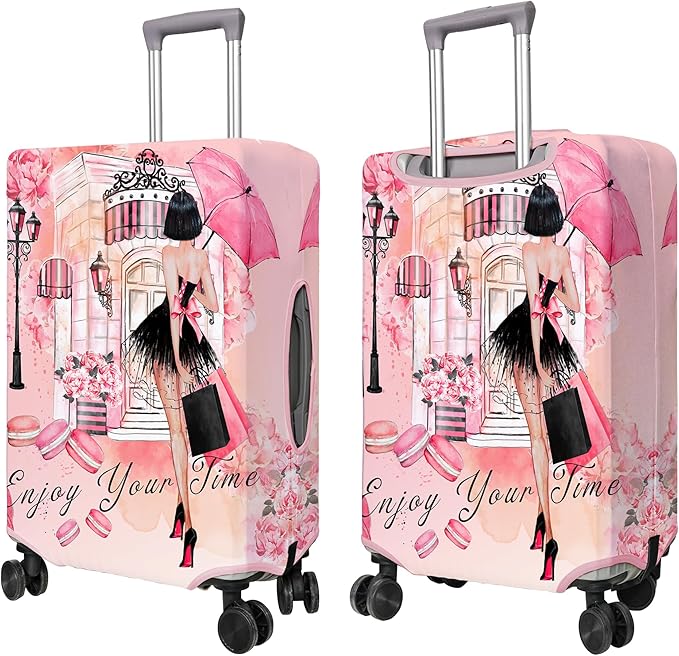 Travel Luggage Cover Suitcase Protector Fits 18-32 Inch Wheel Covers PatternedTravel Related Items Flower Luggage Protector Elastic M