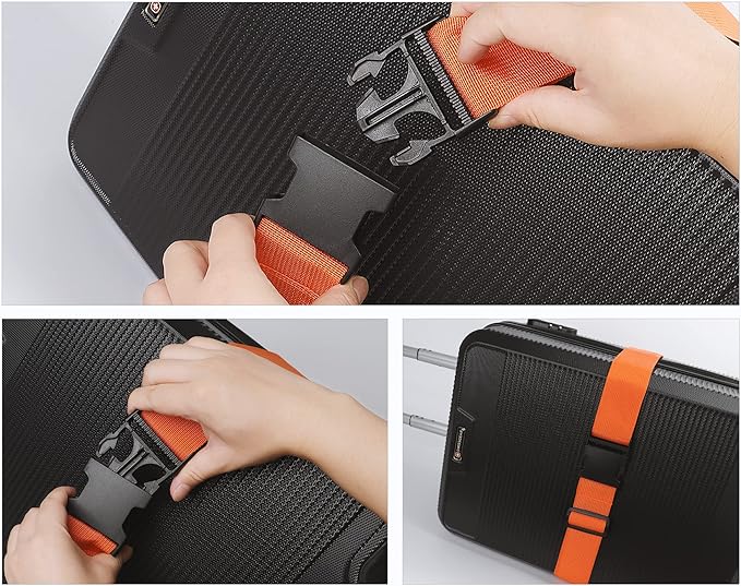2Pcs Luggage Straps for Suitcase Travel Accessories TSA Approved, 80In Long Belts to Keep Your Suitcase Secure, Adjustable Bag Straps with Quick-Release Buckle for Travel Bag Closure, Red