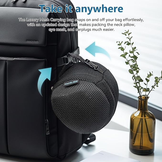Travel Neck Pillows for Airplanes, Sleeping Essentials for Long haul Flights, 360° Head Support, Car and Airplane Kit with 3D Contoured Eye Mask, Earplugs and Luxury Mesh Bag (Adult, Grey)