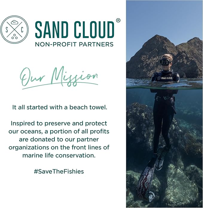 Sand Cloud Large Turkish Beach Towel - Sand Free - 100% Organic Turkish Cotton Yarn - Quick Dry Oversized Towel for Beach, Picnic, Blanket or Bath - As Seen on Shark Tank - Marine Bundle