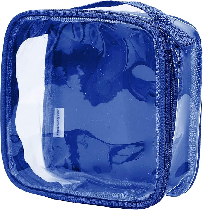 EzPacking Clear TSA Approved 3-1-1 Travel Toiletry Bag for Carry On/Quart Size Transparent Liquids Pouch for Airport Security/See Through Vinyl & PVC Plastic Organizer for Men and Women (Royal Blue)