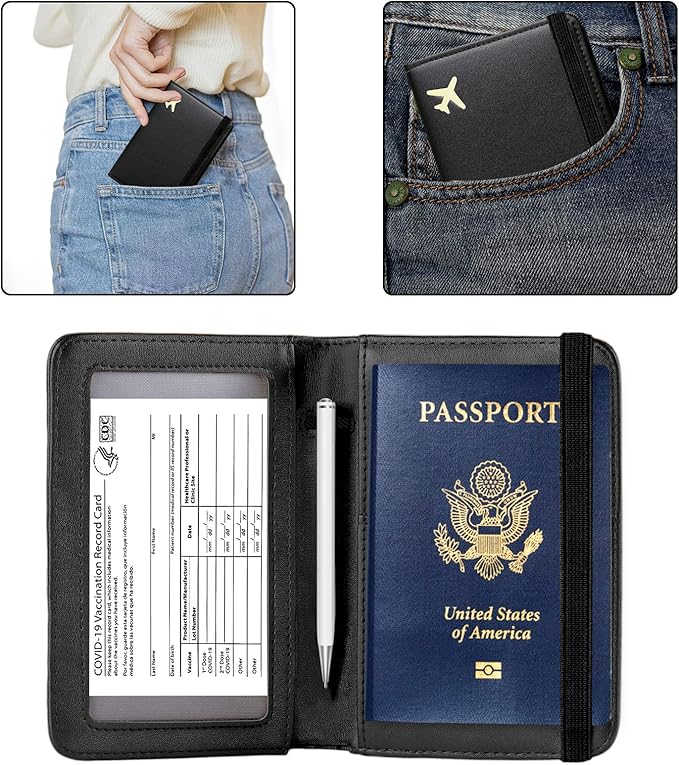 ZOPPEN Passport Holder Wallet, Passport Cover Travel Wallet Women Travel Essentials Accessories Document Organizer Travel Must Haves Rfid Blocking Cover Case for Women and Men, Black