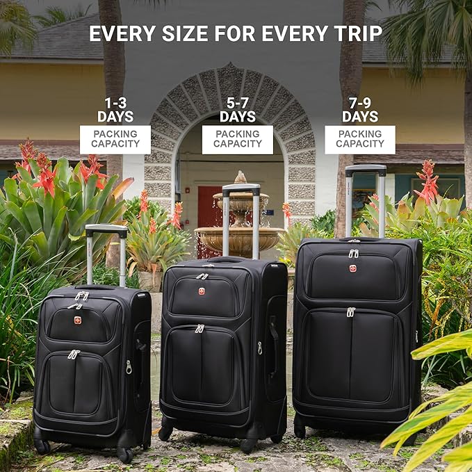 SwissGear Sion Softside Expandable Luggage, Black, 2-Piece Set (21/29)