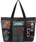 Tagitary Mesh Beach Bag with Zipper Large Beach Tote Waterproof Sandproof with 8 Pockets for Toys Pool Bag Beach Accessories