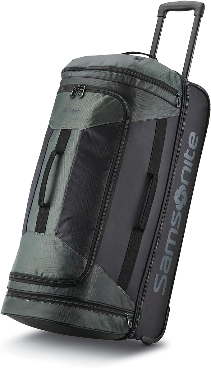 Samsonite Andante 2 Wheeled Duffel Bag – 28-Inch Durable Rolling Luggage with Inline Skate Wheels, Push-Button Handle & Spacious Compartments – Travel-Friendly and Lightweight - Moss Green/Black