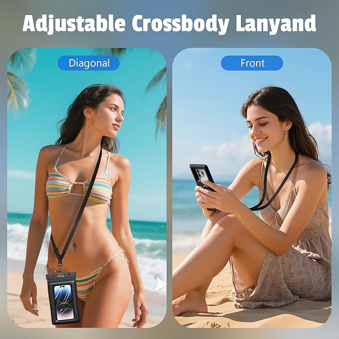 AiRunTech Floating Waterproof Phone Pouch,Waterproof Phone Case with Lanyard Protector for iPhone 16 15 14 13 12 Pro Max,Waterproof Cellphone Bag Beach Cruise Ship Essentials Vacation Accessories