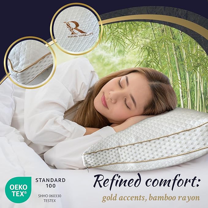 Royal Therapy King Memory Foam Pillow, Adjustable Shredded Odor-Free Pillow for Neck & Shoulder Pain Relief, Support for Back, Stomach, Side Sleepers, AirFlowPRO